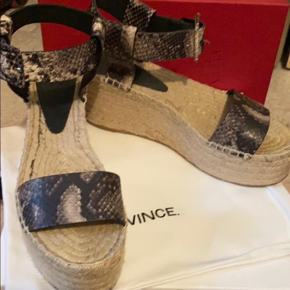 Vince Abby platform snake espadrille sandals